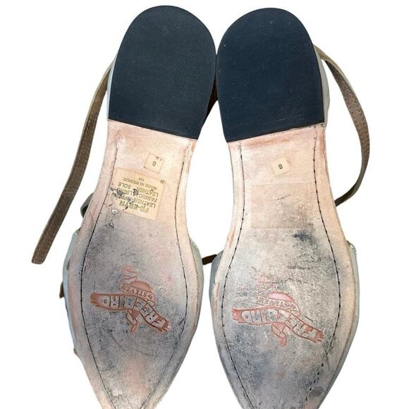 Rare Freebird by Steven Eryn Cream Nude Leather Lace up Ballet Flats Size 8 - Picture 4 of 5